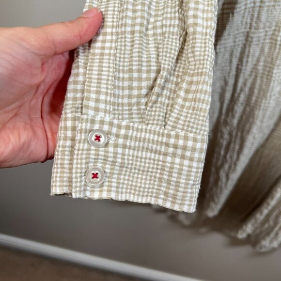 Maeve Anthropologie Maxi Tunic Top Dress Size XS Tan Button Down Neutral Casual - Picture 8 of 13